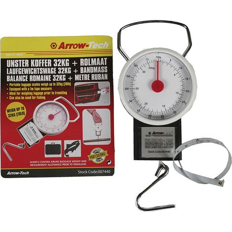 Balance À Ressort Mesure Analogique Avec Mètre Ruban Poids Max. 32kg (1/3)