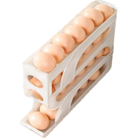 Rangement Oeufs - 4 Niveaux - Plastique PP - Distributeur Automatique - Pour Réfrigérateur - 32,5x20x7 Cm (1/5)