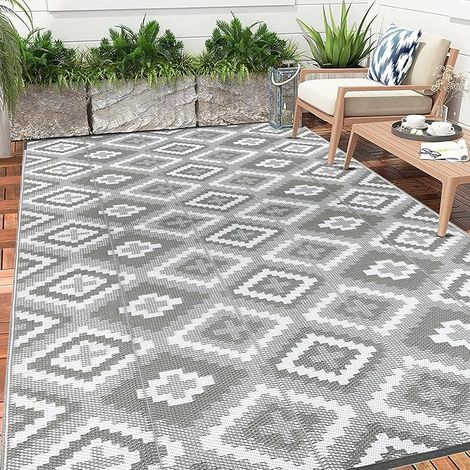Grand Tapis d'extérieur 180 x 270 cm, Plastique tissé Plat, résistant aux UV, imperméable, Tapis de Balcon extérieur, Camping-Car, terrasse, Jardin (1/5)