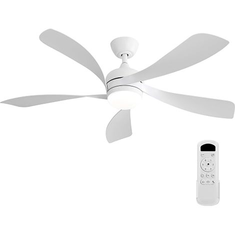 Ceiling fan with light, 132cm, quiet ceiling fan with light and remote control, dimmable LED, reversible DC motor, 6 speeds for bedroom and living room (white)