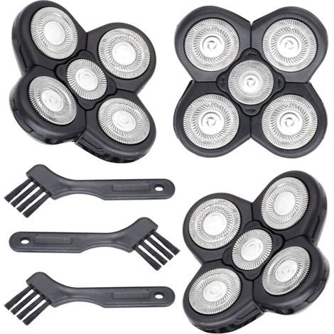 3er-Pack Ersatzklingen, kompatibel mit dem Freebird Scherkopf – 5-Klingen-Scherköpfe + 3 Reinigungsbürsten – Silber (1/5)