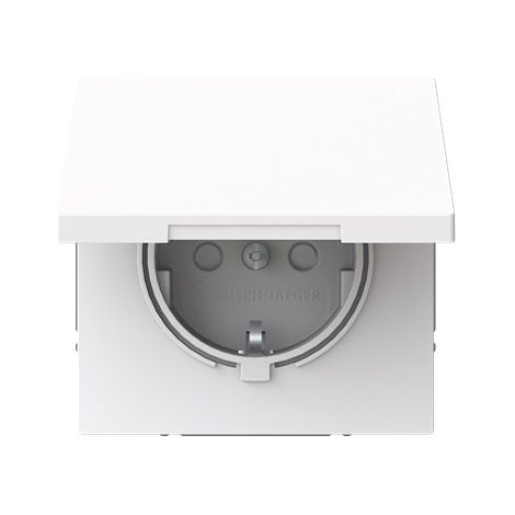 Busch-Jaeger SCHUKO® Enchufe con protección Safety+ con tapa abatible blanco estudio - Busch-art linear® (20 EUKB-44G), 2CKA002018A1575