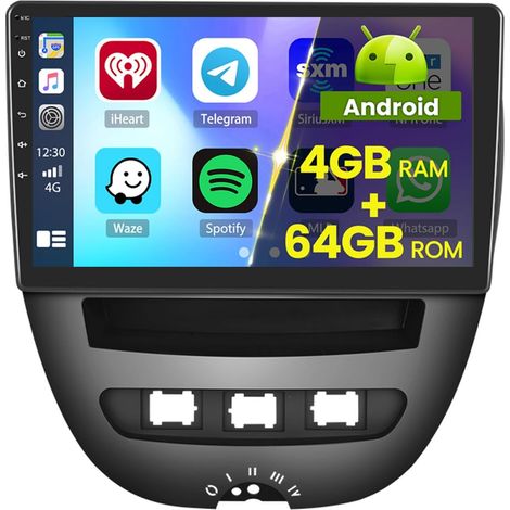 5G WiFi 4+64G Android Autoradio Carplay pour 107/ Aygo/Citroen C1 2004-2014, 10 Pouces IPS écran Tactile pour Voiture avec Android Auto GPS BT5.0 FM/RDS Caméra de Recul (1/5)