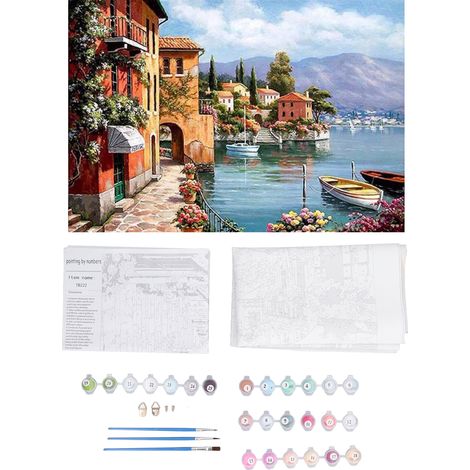 Paint By Numbers 15.7x19.7in Acrylic Paint Pre Printed Canvas Simple Stpes Pressure Relief Number Painting for Kid Adult (1/5)