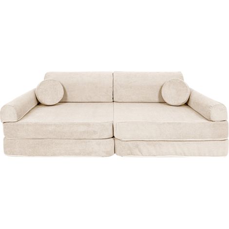 Meowbaby Canapé modulable Premium en velours Corduroy à fines côtes Slimcord 8 Pièces Beige (1/5)