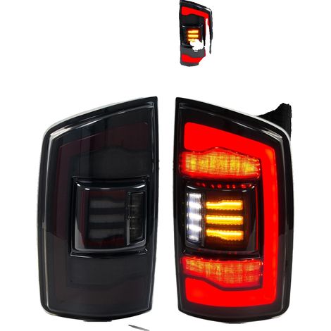 Gruppo fanale posteriore a LED, in plastica ABS, con alloggiamento nero, compatibile con Dodge Ram 2002-2005, tensione di funzionamento 12V, 3400 lumen (1/5)
