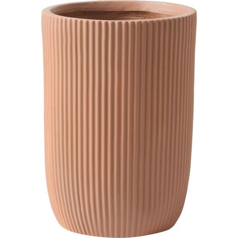 Fioriera in fibra di argilla Vaso per piante da giardino 30 x 30 x 49 cm Giardino all'aperto Foro di drenaggio Marrone Eantio (1/5)