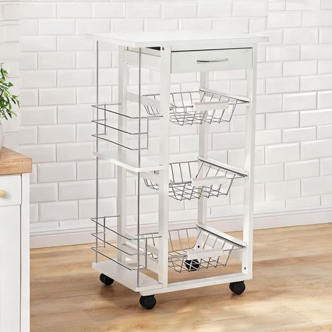 Desserte de cuisine blanc en bois 47 x 37 x 83 cm (1/5)