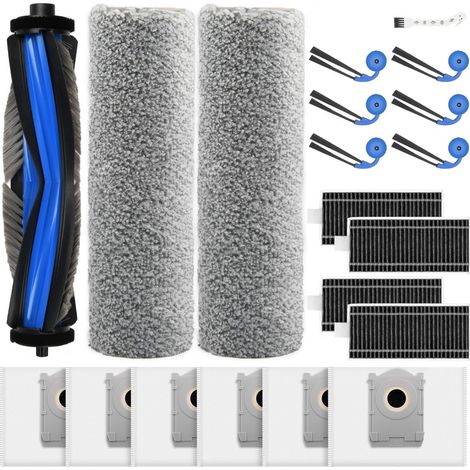 Kit Accessoires Robot Aspirateur - Brosse Centrale ×1 - Sacs Poubelle ×6 - Brosses Balai Humide ×2 - Filtres HEPA ×4 - Brosses Latérales ×6 - Brosse Nettoyage ×1