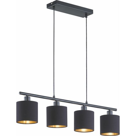 Suspension IKERIS 4xE14 en tissu noir et doré RL (1/3)
