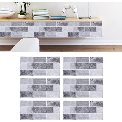 Revêtement mural autocollant pour cuisine - 6 plaques PVC anti-graisse et imperméables - Facile à installer (15x30 cm) (1/5)