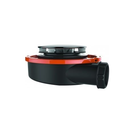 Valentin – Bonde de douche extra-plate Ø115 mm – Sortie horizontale Ø40 mm – Débit ultra-rapide 44 l/mn – Nettoyage facile par godet extractible