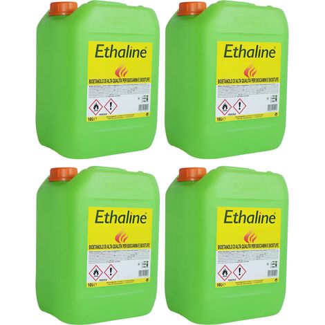 4 Taniche Bioetanolo Naturale 10L Combustibile Ecologico per Biocamini