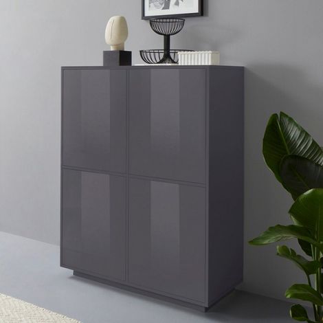 Mueble de TV blanco montado en la pared con dos librerías de 9 baldas, Pella WH (1/5)