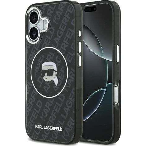 Funda Karl Lagerfeld IML con logo Karl Head MagSafe para iPhone 17 negra (1/5)