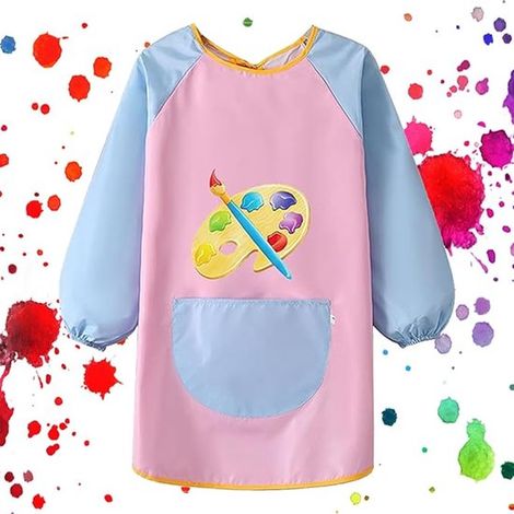 Delantal de pintura para niños de 6 a 12 años, chaqueta impermeable adecuada para la escuela, actividades, cocina, colorear y comer. (1/5)