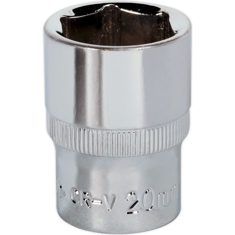 Sealey SP1220 Premier Fully Polished Socket 1/2"Sq Drive 20mm