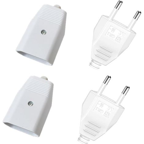 Prise Electrique Male Femelle,Prise Electrique 250V 2.5A,Accouplement Plat Euro 250V Prise Euro Plate Fiche Electrique Femelle 4Pièces (1/5)