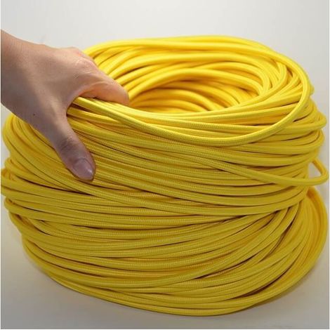 Fil électrique tissé jaune maïs – Câble double gainé 0,75mm – Look rétro pour décoration – Vendu au mètre – Greensensation (1/3)