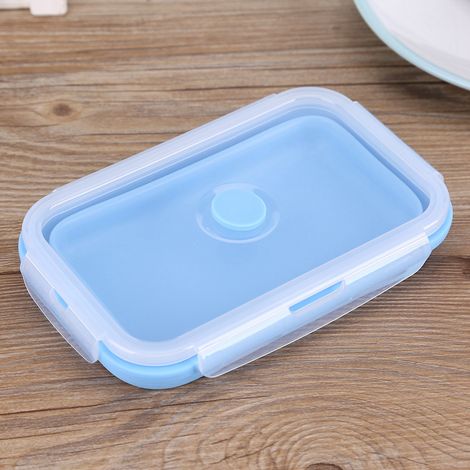 Boîte à lunch pliable en silicone bleu de 800 ml (1/5)
