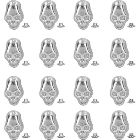 150 Pièces Rivets Crâne Punk Tête de Fantôme DIY Artisanat Cuir Décoration Chaussures Vêtements Sacs Argent (1/5)