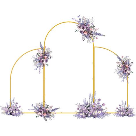 FLASIDU Lot de 3 Support d'arche métallique, arc semi-circulaire, Utilisé pour décorer les ballons, les fleurs, le tulle, les guirlandes et s lumineuses LED, Doré (1/5)