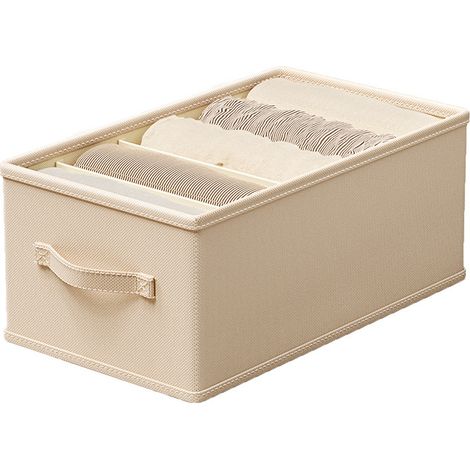 Boîte de rangement pour armoire avec séparateurs, pliable, idéale pour l'organisation de la maison et le rangement(Beige, 5 compartiments)