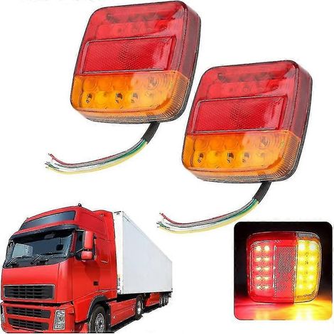 2pcs Universal Rcklicht Anhnger 26 Led 12v Rckleuchten Rcklicht Wasserdicht Ip65 Mit E-mark Beleuchtung Kennzeichenbeleuchtung Fr Pkw Lkw Trailer Cara (1/5)