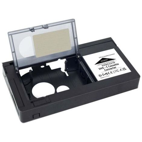 NALOOKAMIC  Convertisseur cassette adaptateur VHSC SVHS-C 8mm – Compatible MiniDV Hi8 – Utilise 1 pile AA – Pour lecture cassettes vidéo – Grid Cool