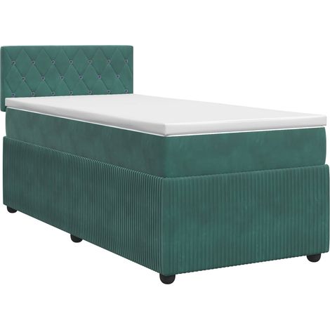 Maison Exclusive - Letto box spring con materasso Verde Scuro 90 x 190 cm Velluto (1/5)