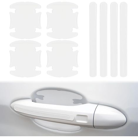 Juego de 8 pegatinas impermeables y resistentes a los arañazos para manijas de puertas y espejos retrovisores de coche. Pegatinas protectoras transparentes resistentes a los arañazos.