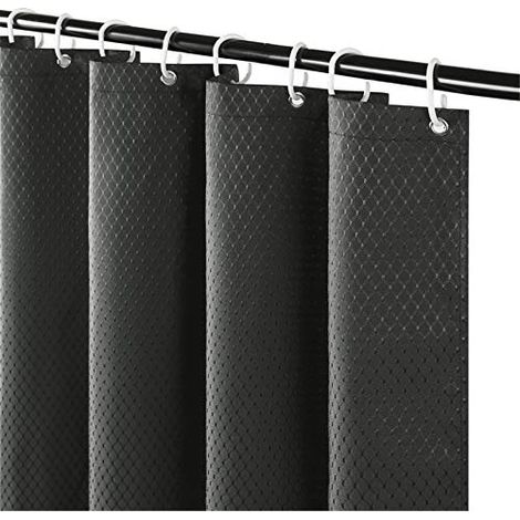 Rideau de Douche Anti Moisissure Tissu Imperméable et Lavable Épais Rideaux de Douche en Polyester Gris Foncé Gaufre pour Baignoire avec 10 Crochets Petit 150x180cm (1/3)