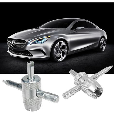(2 Stück) Ventileinsatzentferner, Reifenventil-Reparaturwerkzeug, 4-Wege-Ventilwerkzeug, Reifenventil-Reparaturwerkzeug für Auto, Motorrad, Fahrrad, Silber (1/5)