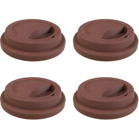 Lot de 4 couvercles en silicone réutilisables pour tasses à café de voyage, anti-poussière (Café) (1/4)