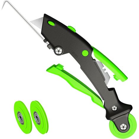 3-in-1 Moskitonetz-Werkzeug, Rolle mit 3 verschiedenen Trimmhaken, für die Montage und Reparatur von Moskitonetzen ABS und Edelstahl, Kugellagerrolle, einziehbare Klinge, Klapphaken (1/5)