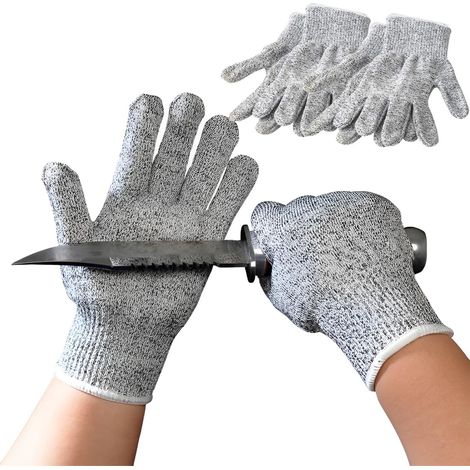 2 Paires Gants Anti Coupure de Niveau 5,Gants de Travail,Gants Anti-Coupures Enfant Femme, pour Cuisine, Jardinage, Bricolage, Extérieur Explore Éviter Coupures,M