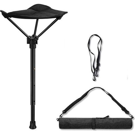 Portable 4 Position Tabouret Réglable En Hauteur Siège，Pliant Chaise De Pêche，Noir (1/5)
