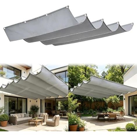 Voile d'ombrage rétractable avec illets et corde, protection solaire réglable, imperméable, pour extérieur, jardin, terrasse, cour, pelouse (2 x 2 m) (1/5)