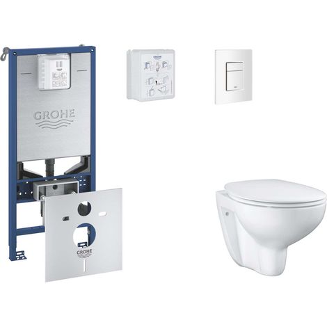 Grohe Rapid SLX - Set bâti-support, cuvette, abattant SoftClose, plaque de déclenchement Skate Cosmopolitan, blanc alpin SANI11BB3101 (1/5)