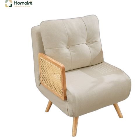 Canapé en tissu beige avec accoudoirs 67,5 x 73 x 86,5 cm HOMAIRE (1/5)