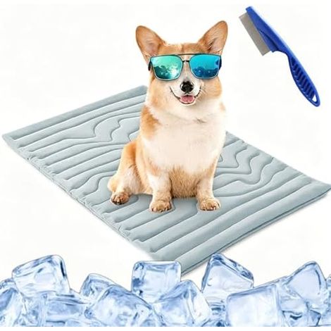Pfotenchill Kühlmatte, PfotenChill - Die Innovative Kühlmatte für Hunde, S/M/L/XL Pfoten chill kühlmatte Hund, Sommer Kühldecke hundematte für Zuhause Unterwegs oder im Auto (Hellgrau,150101cm) (1/5)
