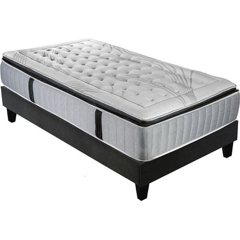PHIGALIE - Matelas ressorts ensachés + sommier bois Blanc 90x190 cm (1/5)
