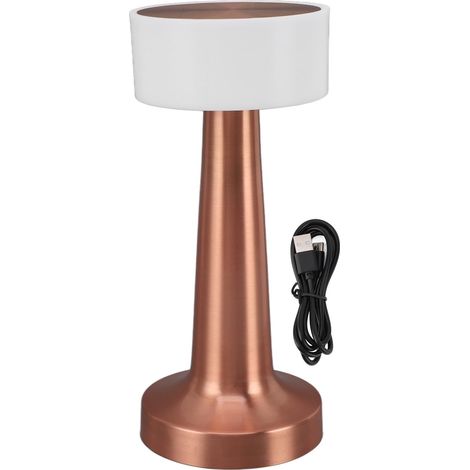 Ortviai Lampe de bureau sans fil en métal rose or – 3 modes de lumière, gradation continue au toucher, batterie intégrée 1800 mAh (1/5)