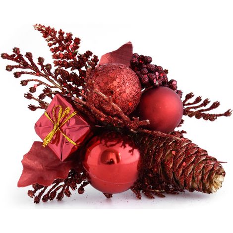 Palla di Natale Artificiale in PVC – Rosso Argento Oro, 20x13cm – Design Elegante Festivo – Ideale per Albero e Ghirlanda (1/5)
