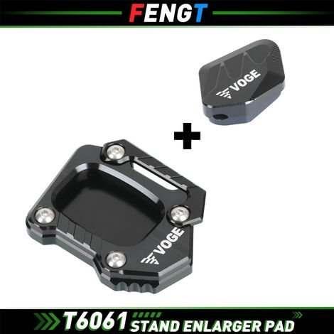 (Noir A B) Compatible avec la béquille latérale de moto VOGE 525DS, extension de béquille latérale, plaque de support de pied 525DSX DS 525 DS525 DS / DSX 525, plaque maxpower (1/4)