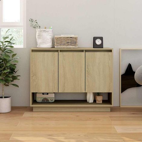 Aparador de madera contrachapada roble Sonoma 97x31x75 cm (1/4)