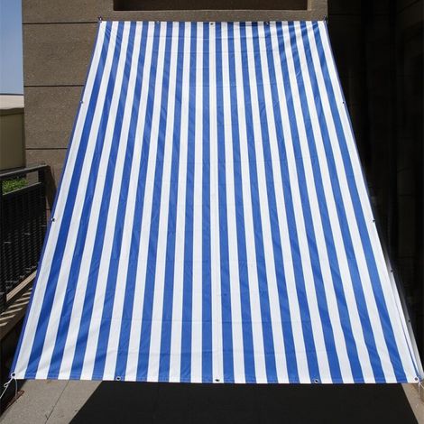 Rideau de Soleil avec œillets et corde, Protège Votre Maison du Soleil et crée des Zones ombragées.pour Bleu et blanc, balcon, 2x3m, Plage (1/3)