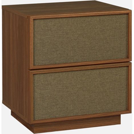 Mesita de noche efecto madera y tela con 2 cajones (1/5)