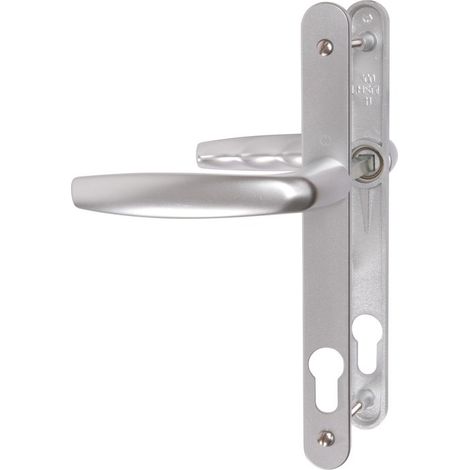 Hoppe Et Cie – Poignée de fenêtre sur plaque étroite – Béquille double – Entraxe 195 mm – Couleur gris argent – Pour portes-fenêtres