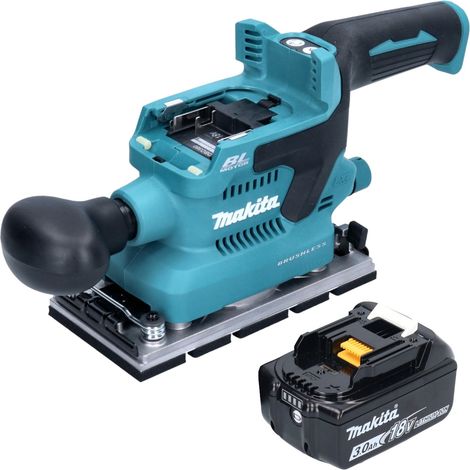 Makita DBO 380 F1 Akku Schwingschleifer 18 V 93 x 185 mm Brushless + 1x Akku 3,0 Ah - ohne Ladegerät